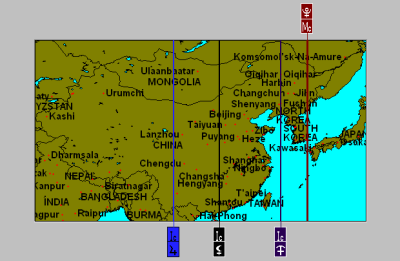 Astrogeografische Karte China-Korea Vollmond 25.4.13